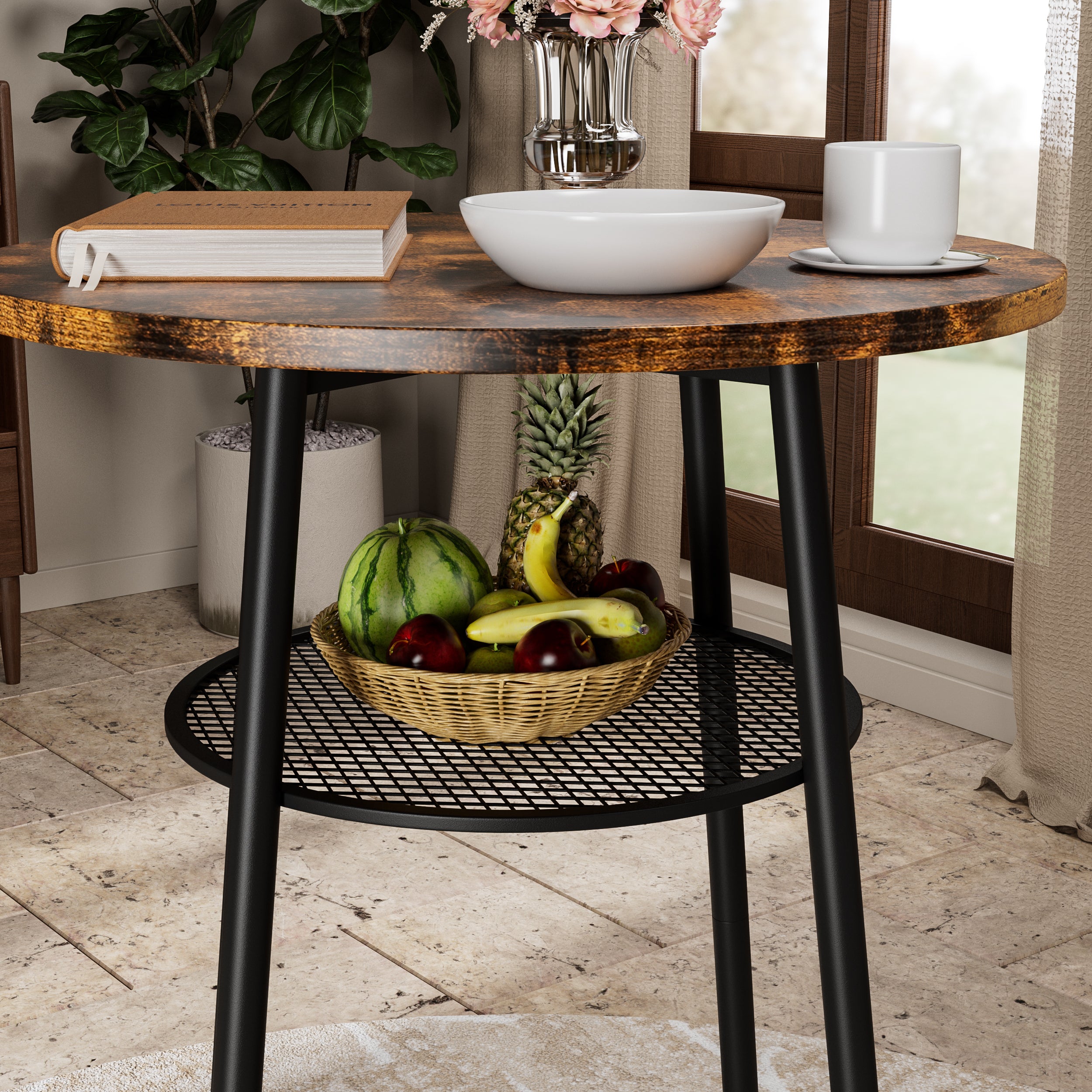 Bar table, equipped with 2 bar stools , with backrest and partition - Grand Goldman Shop
