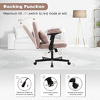 Pink Velvet Criss Cross Armrest Office Chair with Wheels - Comfortable for Home Office, Reading & Vanity - Grand Goldman