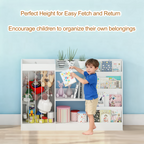 Stylish 3-in-1 Kids Bookshelf and Toy Storage, 4-Tier Book Shelf for Kids Rooms, Sling Baby Bookcase with Stuffed Animal Stor