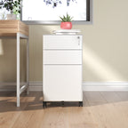 3-Drawer Mobile File Cabinet with Lock, All-Steel Metal Storage on Wheels, Two Shallow & One Deep Drawer for Office/Home, Ful