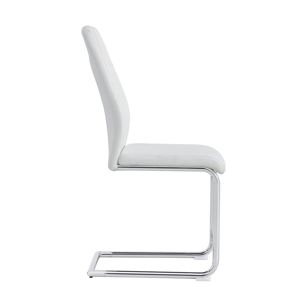 Modern Dining Chairs with Faux Leather Padded Seat Upholstered Chair with Metal Legs Design Set of 6 White PU - Grand Goldman Shop