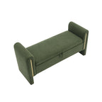 Modern Teddy Bed End Bench with Arms and Storage, Upholstered Foot Rest Stool in Olive Green, Plywood, 52.3'' - Grand Goldman Shop