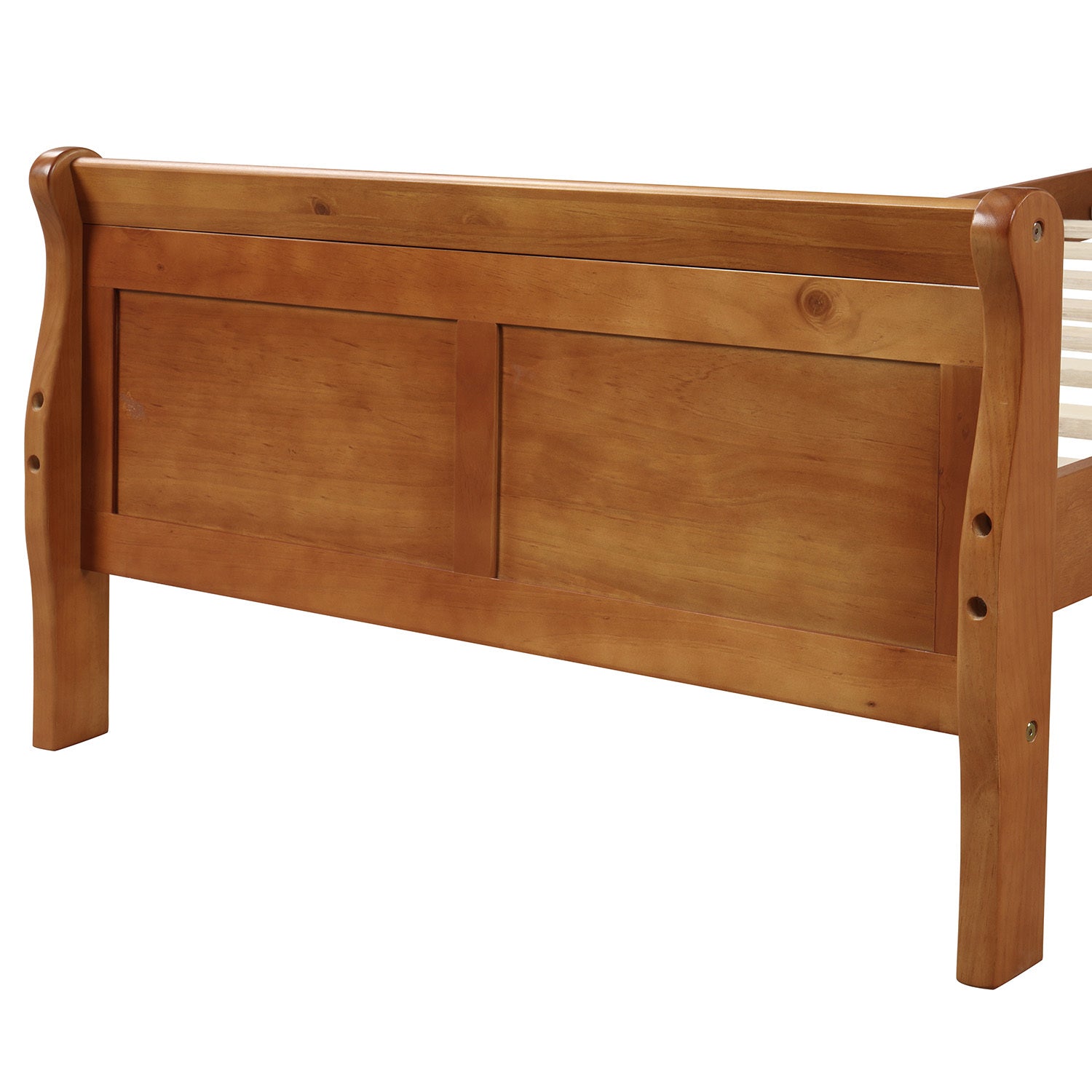 Minimalist Wood Platform Twin Bed Frame with Sleigh Headboard/Footboard and Wood Slat Support - Grand Goldman Shop