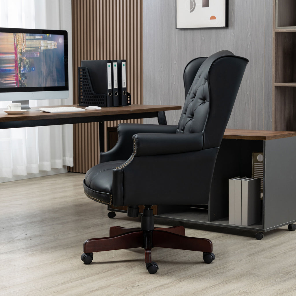 Executive Office Chair Comfortable Desk Chair - Ergonomic Design - Thick Padded Seat and Backrest - PU Leather Desk Chair wit