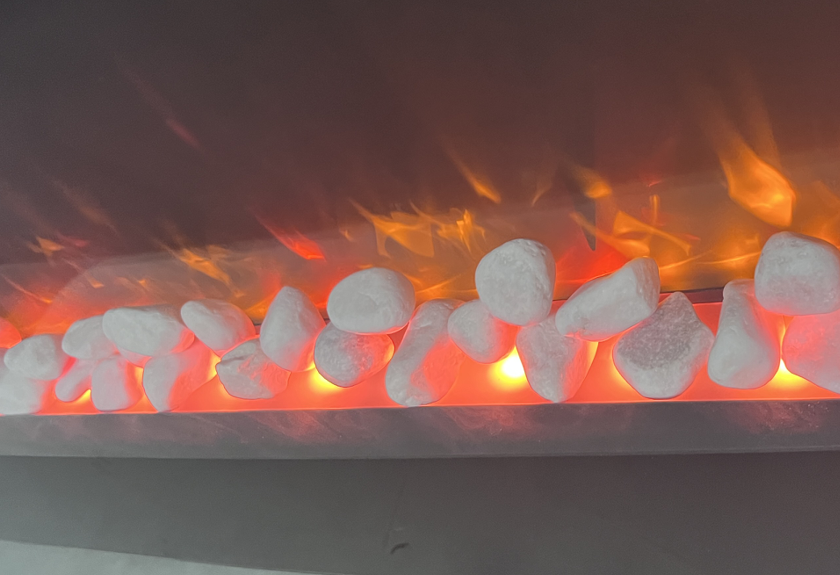 48 inch Curved Front Wall Mounted Electric Fireplace with remote and multi color flame & emberbed - Grand Goldman Shop