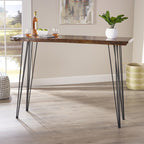 Modern Industrial Breakfast Bar Table, Metal Hairpin Legs & Wood Veneer Top, Compact 58.00 inches(Length)×18.25 inchesWidth×42.00Height - Grand Goldman Shop
