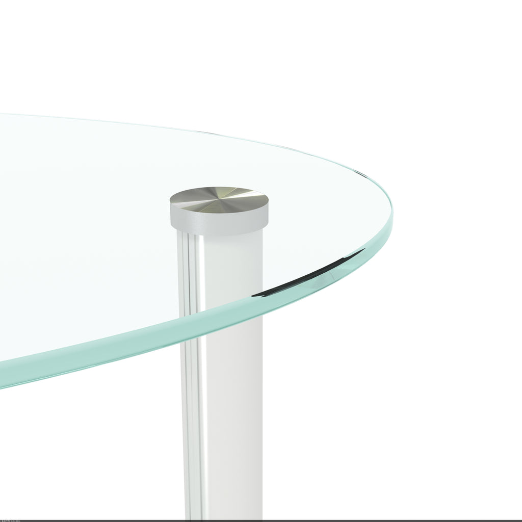 Modern Transparent Oval Glass Coffee Table with Stainless Steel Legs and 3-Layer Design for Living Room - Grand Goldman Shop