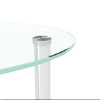 Modern Transparent Oval Glass Coffee Table with Stainless Steel Legs and 3-Layer Design for Living Room - Grand Goldman Shop