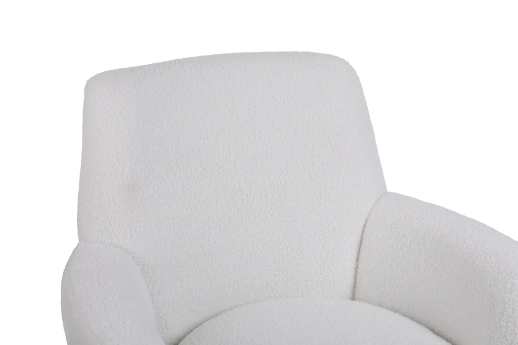 Teddy Swivel Barrel Chair, Swivel Accent Chairs Armchair for Living Room, Reading Chairs for Bedroom Comfy, Round Barrel Chairs with Gold Stainless Steel Base (Ivory) - Grand Goldman Shop