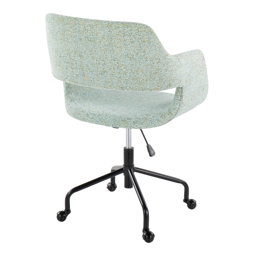 Contemporary Adjustable Office Chair in Black Metal and Light Green Fabric | Premium Home Decor - Grand Goldman