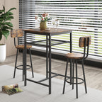 Bar table, equipped with 2 bar stools , with backrest and partition (Rustic Brown) - Grand Goldman Shop