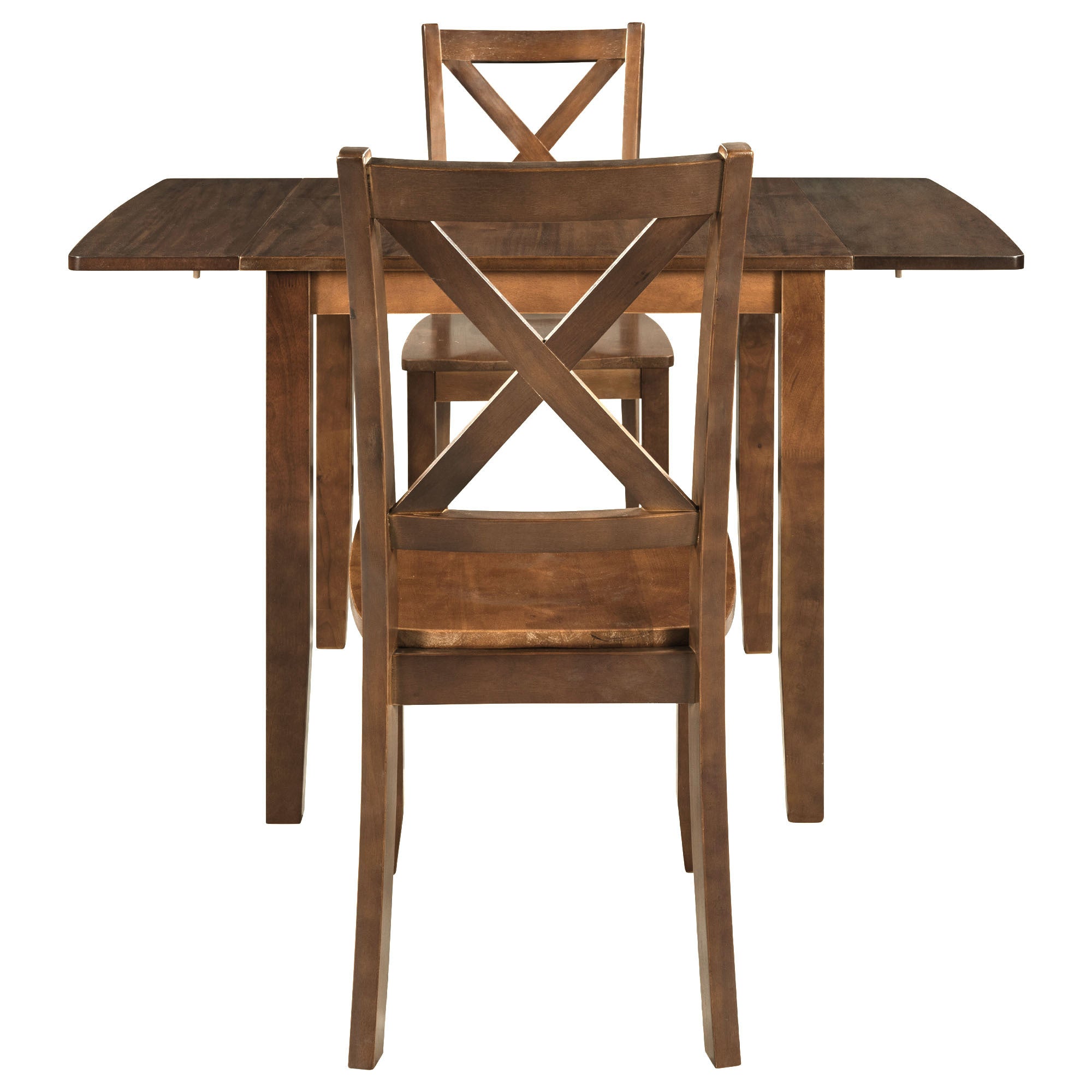 TOPMAX 3-Piece Wood Drop Leaf Breakfast Nook Dining Table Set with 2 X-back Chairs for Small Places, Walnut(old sku:SP0000164AAD) - Grand Goldman Shop