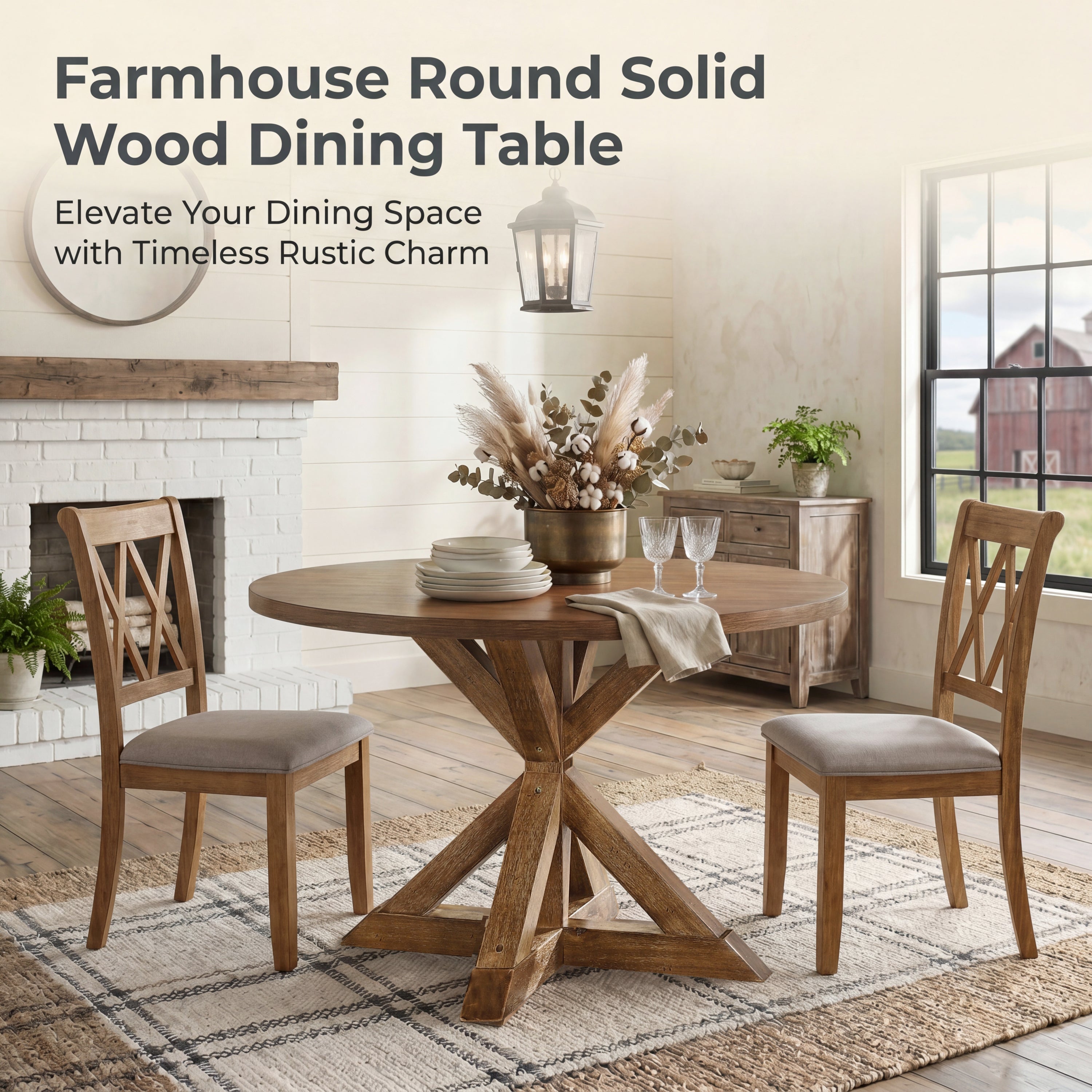 Windvale Cross-Buck Base Dining Table - Grand Goldman Shop