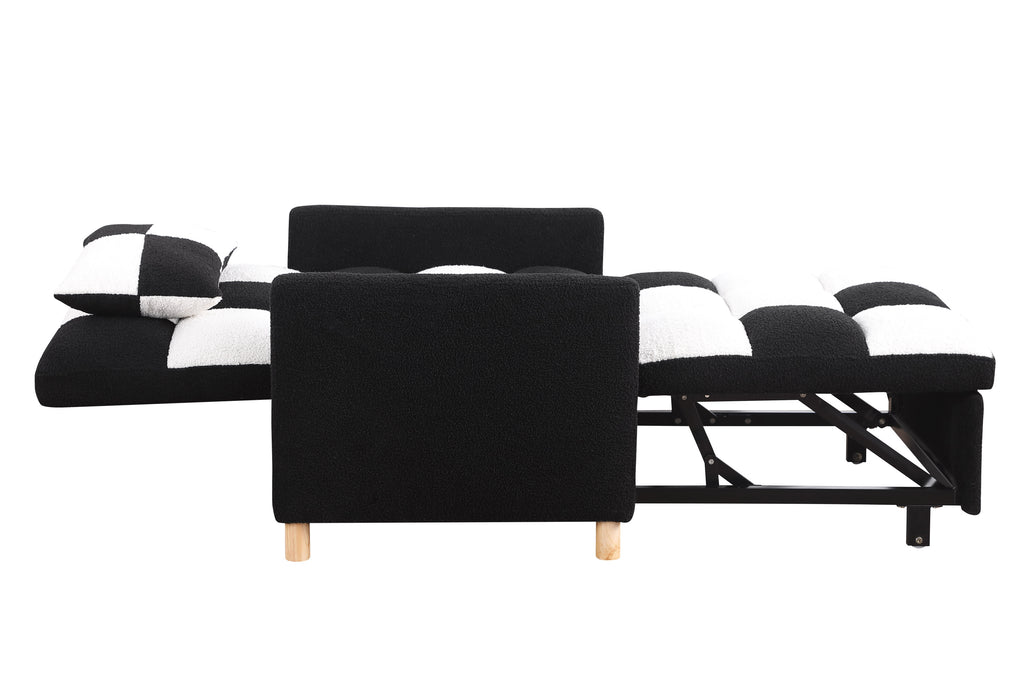 Convertible Sleeper Sofa Chair Bed, Adjustable Chair with Pillow, Multi-Functional Sleeper Chair with Soft Teddy Fabric for Living Room, Dorm, Apartment, Bedroom or Office - Grand Goldman Shop