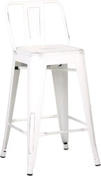 Modern Light Weight Industrial Contemporary Rustic Vintage Costal Metal Barstools with Bucket Back and 4 Leg Design, Seat Bar
