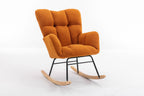 050-Teddy Fabric Rocking Gilder Nursery Chair For Living Room Indoor,Caramel - Grand Goldman Shop