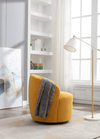 Teddy Fabric Swivel Accent Armchair Barrel Chair With Black Powder Coating Metal Ring,Yellow - Grand Goldman Shop