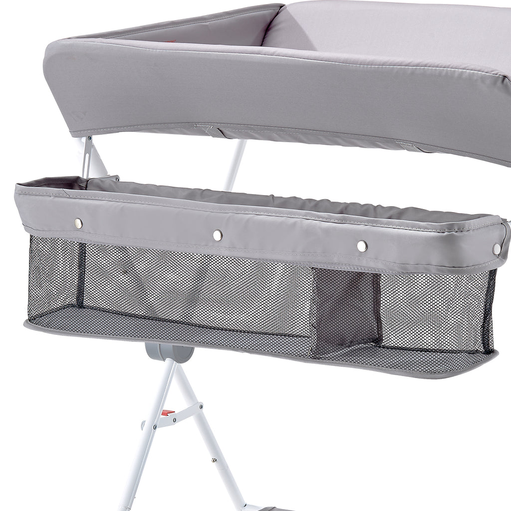Foldable Baby Changing Diaper Station with Side Basket & Wheels Light Gray - Grand Goldman