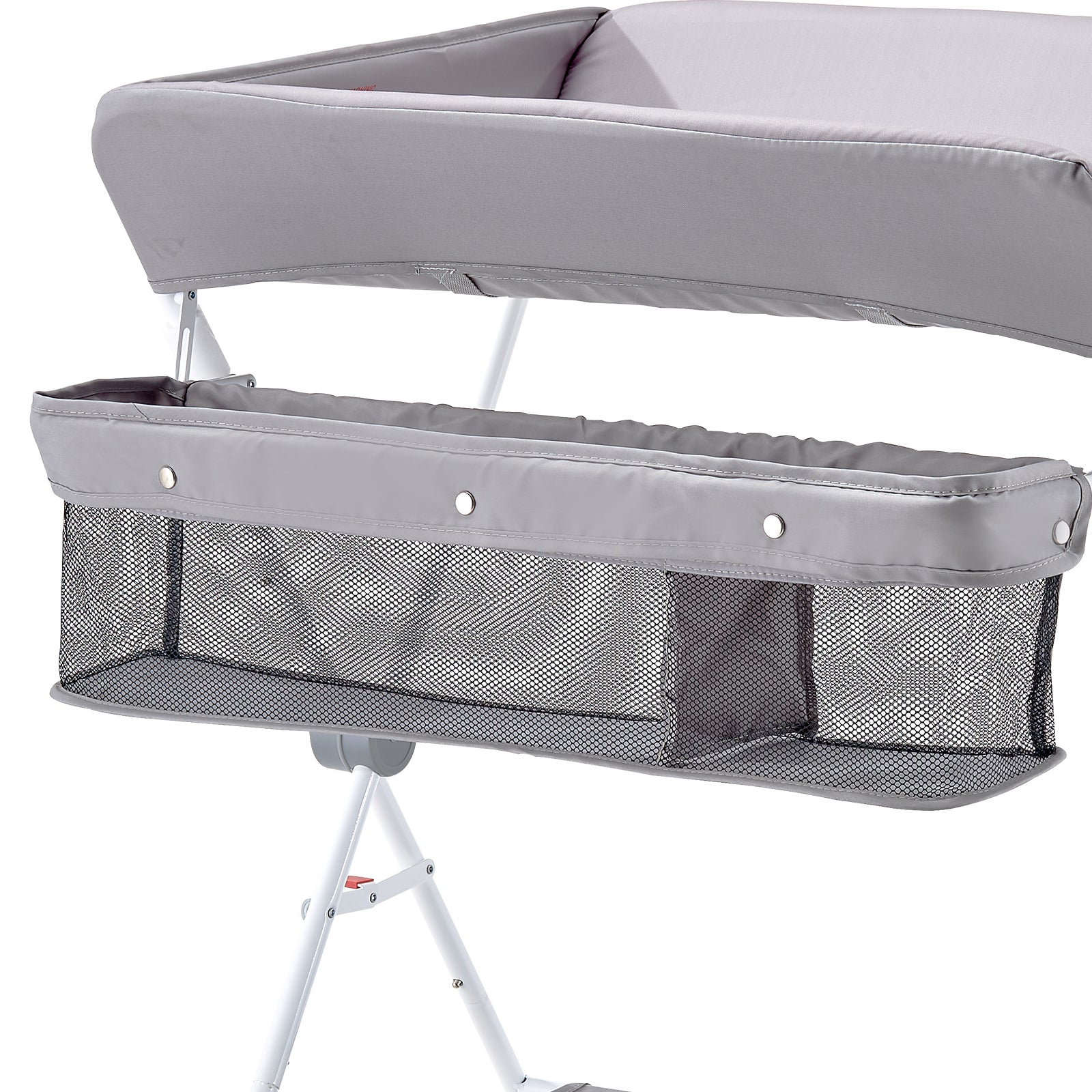 Foldable Baby Changing Diaper Station with Side Basket & Wheels Light Gray - Grand Goldman