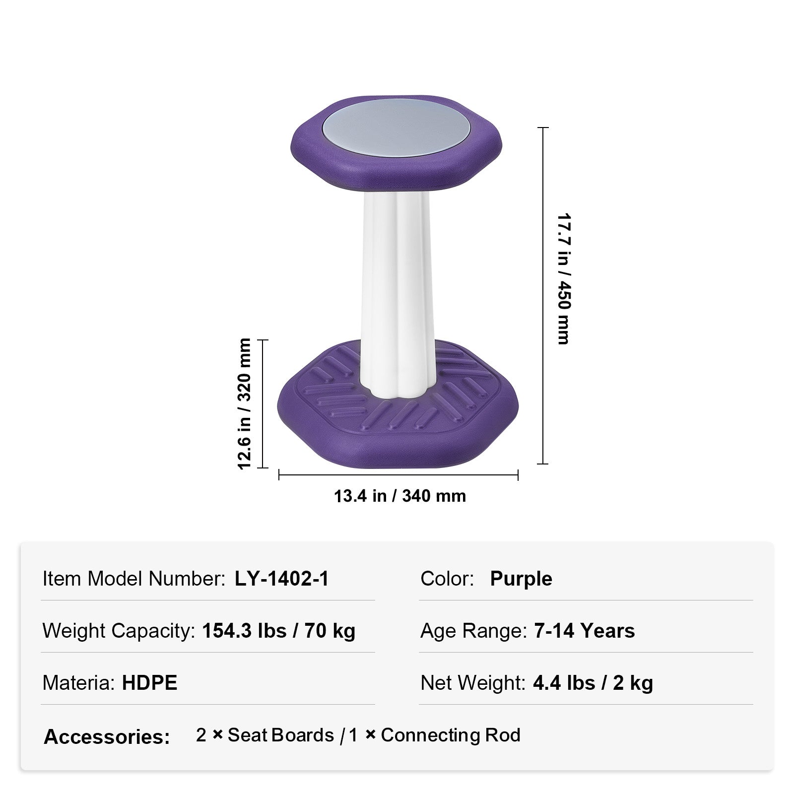 Kids Wobble Chair, Active Chair with Sponge Cushion, Wobble Stool Improves Focus, Posture and Calm Children, Ideal for School