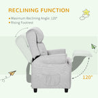 Qaba Kids Recliner Chair Children Sofa Angle Adjustable Single Lounger Armchair Gaming Chair with Footrest 2 Side Pockets for