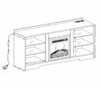 TV Stand Electric Fireplace TV Stand with Glass Shelves, 3D Fireplace TV Stand with LED Lights Wood with USB Charging Outlet Modern Television Table Center for TV up to 32-62' ESP 58''W*15.4''D*24.6 - Grand Goldman Shop