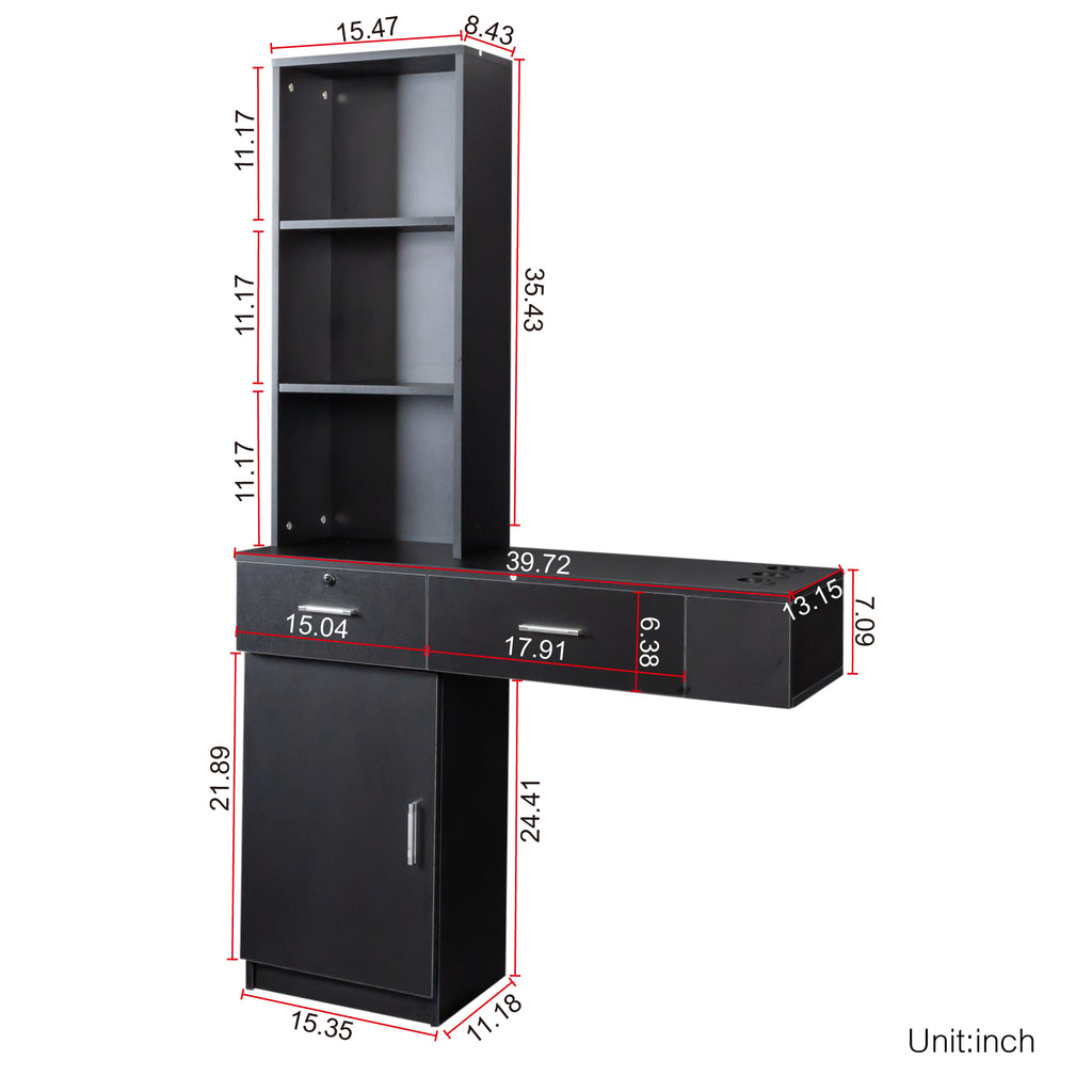 Black modern simple hair desk, multi-layer storage, large storage space - Grand Goldman Shop