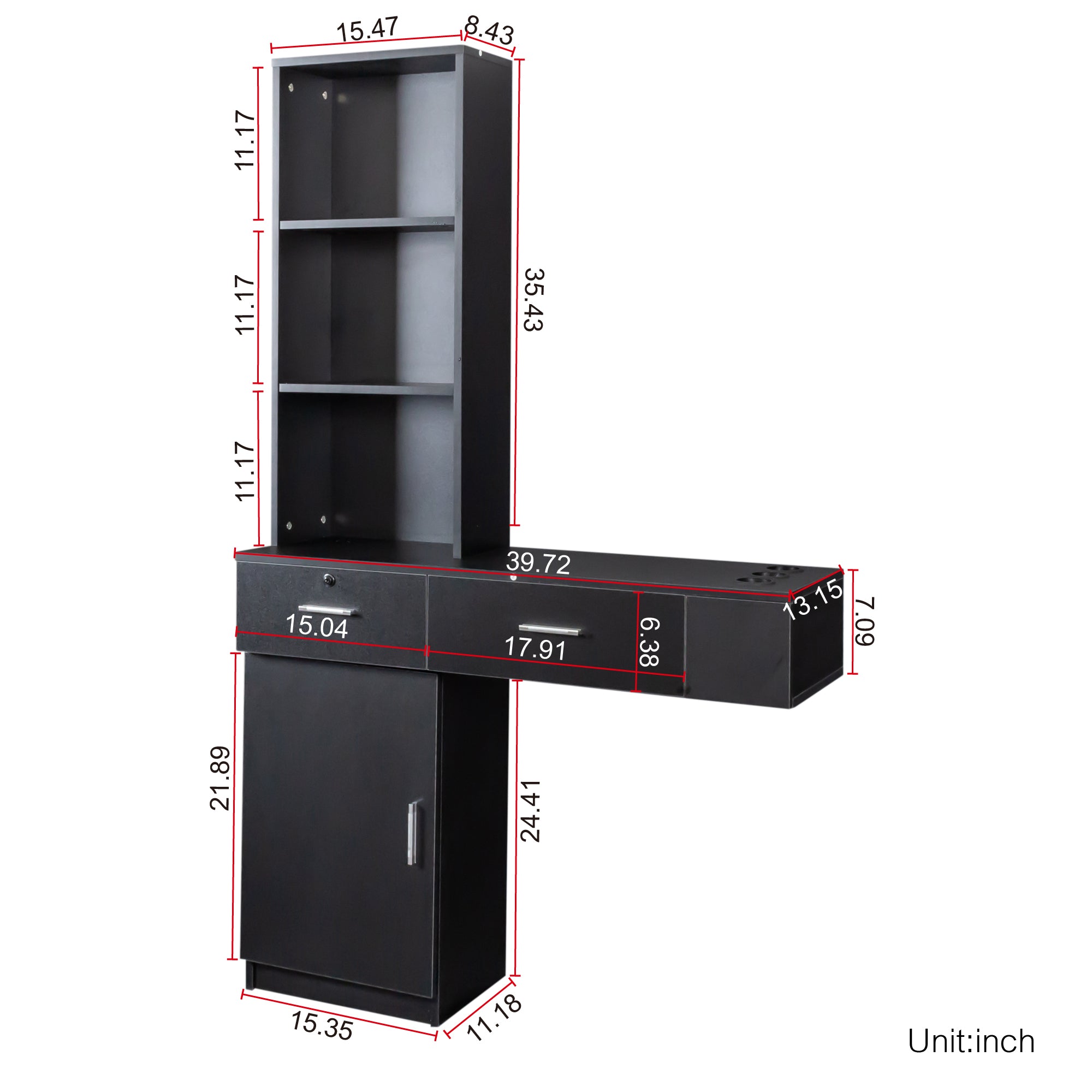 Black modern simple hair desk, multi-layer storage, large storage space - Grand Goldman Shop