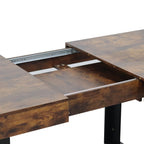 Modern Farmhouse Extendable Dining Room Table with Retractable Design in Deep Rustic Brown, Engineered Wood, 78.74 inches - Grand Goldman Shop