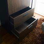 Brook Two-Door Wood Closet with Two Drawers and Hanging Bars in Dark Brown Solid Wood - Grand Goldman Shop