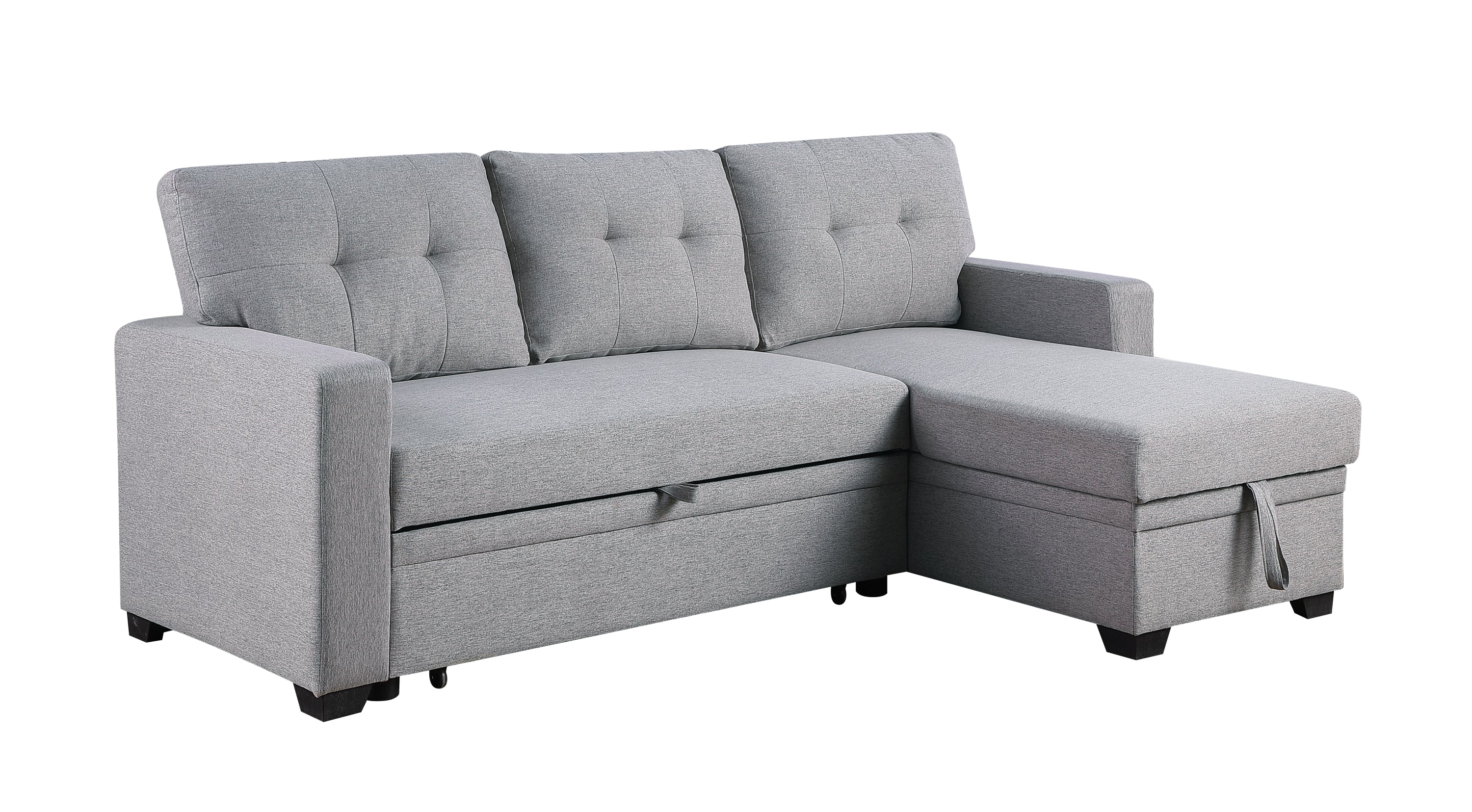 Upholstered Pull out Sectional Sofa with Chaise - Grand Goldman Shop