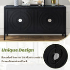 TREXM Retro Sideboard door with Circular Groove Design Round Metal Door Handle for Entrance, Dinning Room, Living Room (Black) - Grand Goldman Shop