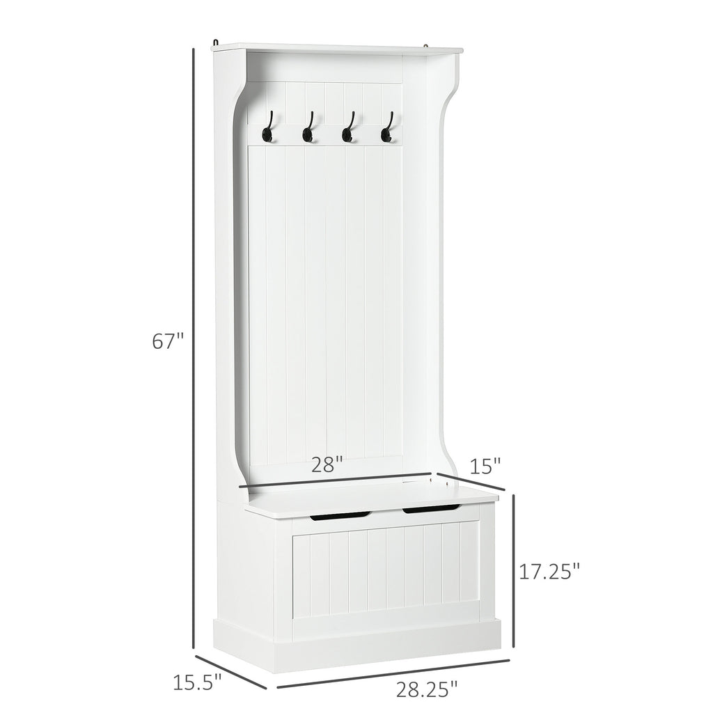 HOMCOM Hall Tree with Coat Rack, Storage and Sitting Bench, White - Grand Goldman Shop