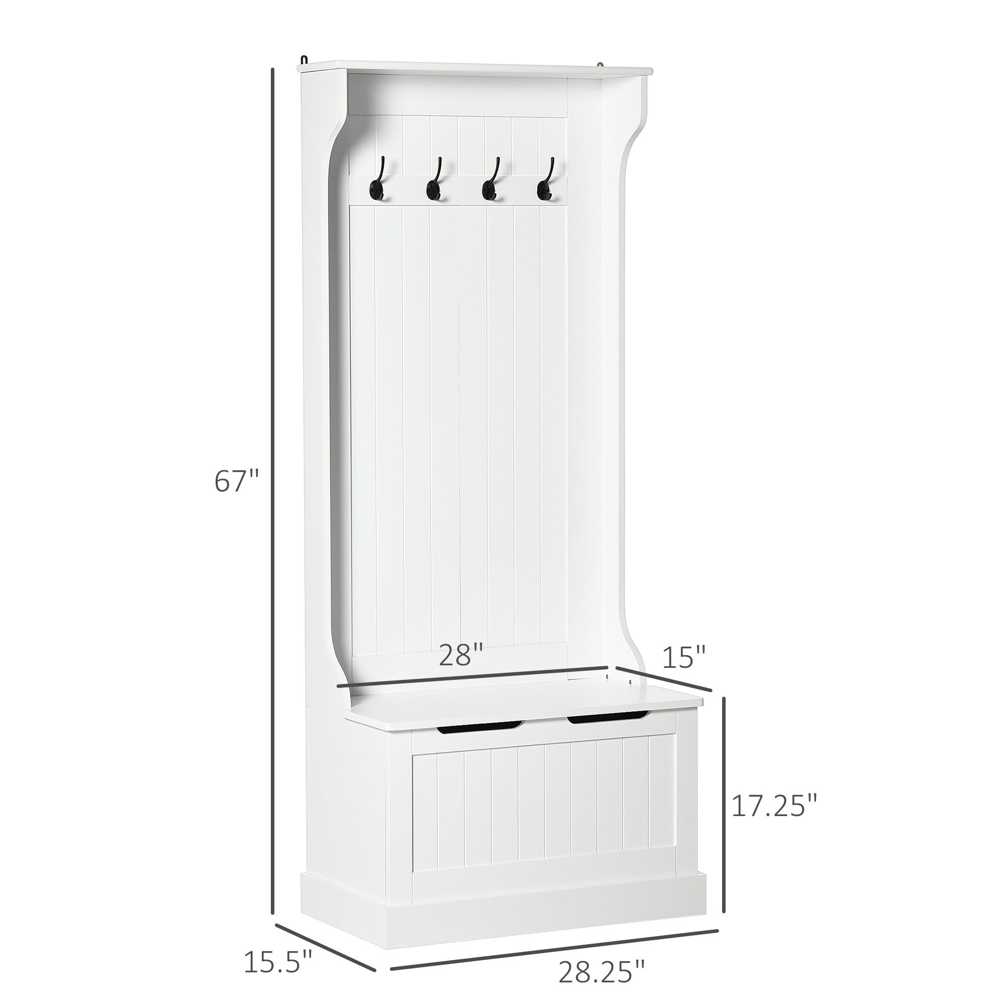 HOMCOM Hall Tree with Coat Rack, Storage and Sitting Bench, White - Grand Goldman Shop