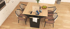 K&K 55.7'' Large Kitchen Island with 2 Drop Leaf,, Rolling Kitchen Cart on 5 Wheels with Power Outlet, Folding Storage Dining Table with Spice & Towel Rack , 3 Drawers, for Kitchen, Dining Room,Black - Grand Goldman Shop