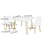 White Wooden Kids Table and 2 Chairs Set, 3-Piece Toddler Activity Play Table with Solid Wood & MDF Construction, Compact Siz