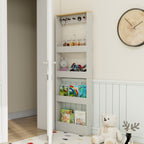 Behind The Door 69' Tall Bookcase with 4 Shelves and 5 hooks,  Space-Saving Narrow storage cabinet for Living Room, Children's Room, Study Room, Kitchen, Corridor-Antique White - Grand Goldman Shop