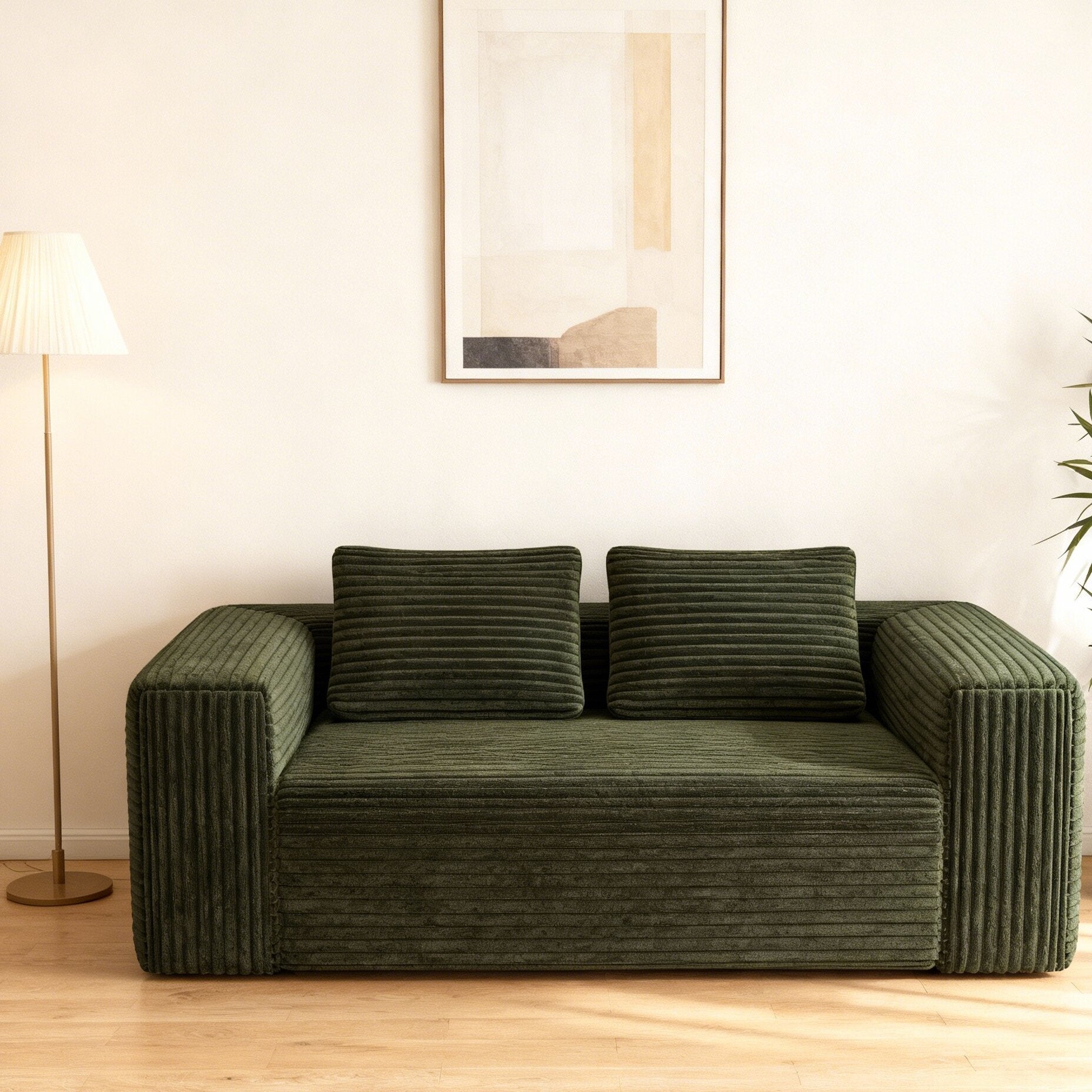 Sofa in a Box Memory Foam 2-Seater Corduroy Couch Memory Foam Couch No Installation & Easy to Transport,Floor Sofa Lounge for Living Room Bedroom Lounge Studio - Grand Goldman Shop