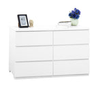 Modern White 6 Drawer Dresser, Wave Panel Drawer Fronts, Storage Cabinet, Versatile Chest of Drawers for Bedroom, Living Room - Sleek & Spacious Home Storage Solution - Grand Goldman Shop