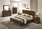 Maderne Traditional Wood Panel 6 pieces Queen Bed set with Dresser, Mirror, Two Nightstands, Chest - Grand Goldman Shop