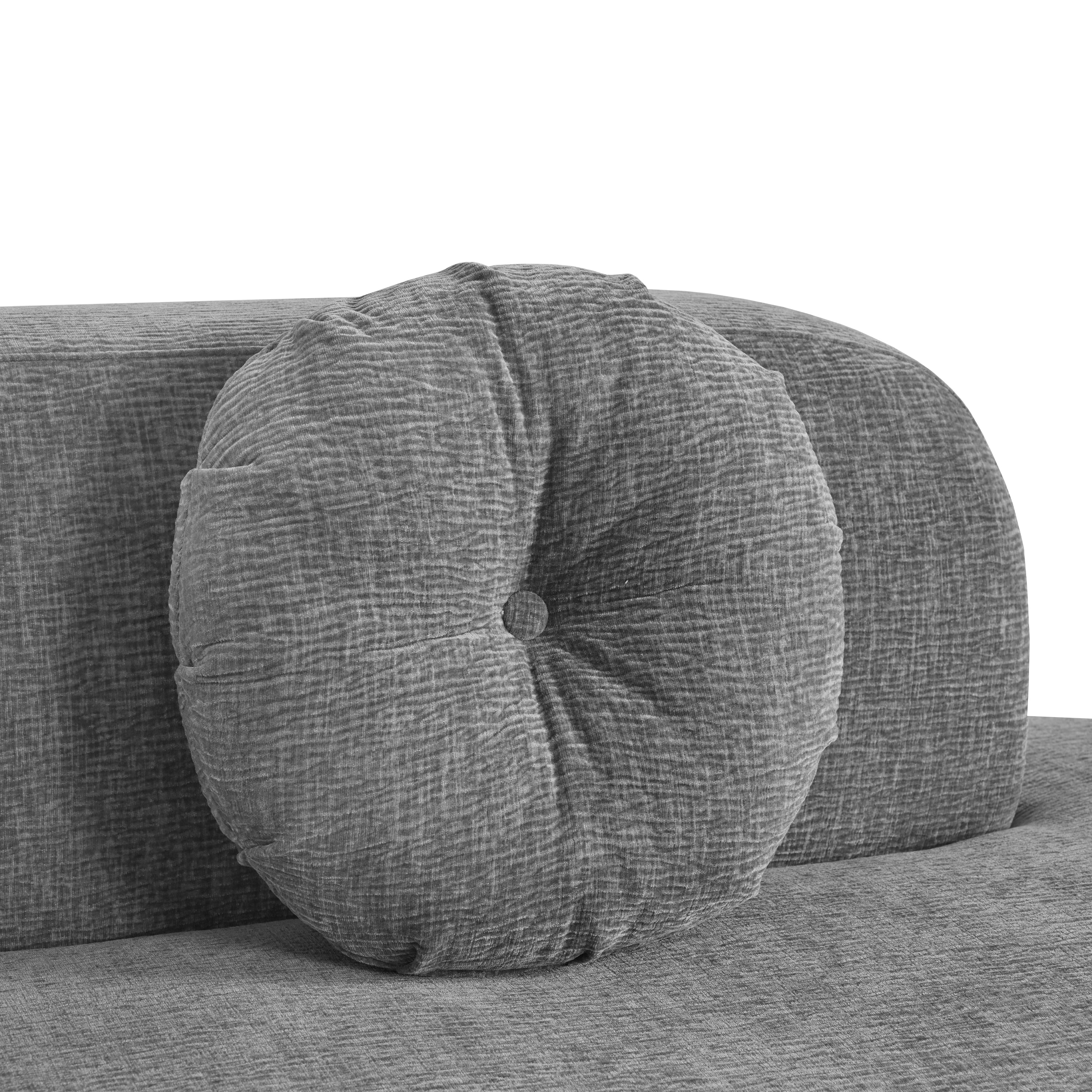 Mirod 122'' Extra Large Sectional Sofa Soft Fabric Upholstery, Elegant Curved Design with Three Round Cushions , High-Resilience Foam for Ultimate Comfort - Grand Goldman Shop