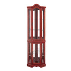 Curio Cabinet Lighted Glass Display Curio Cabinet w/Tempered Glass Doors and Shelves, Crown Corner Cabinet with Bulb, Corner Storage Decoration for Living room and Bedroom Cherry - Grand Goldman Shop