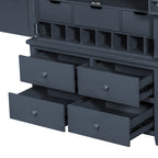 [Assembly&Show Video Available] TOPMAX Freestanding Large Kitchen Pantry Wooden Kitchen Storage Cabinet Cupboard with 8 Door Shelves,3 Adjustable Shelves,7 Drawers& 8 Wine Racks, Gray - Grand Goldman Shop