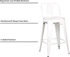Modern Light Weight Industrial Contemporary Rustic Vintage Costal Metal Barstools with Bucket Back and 4 Leg Design, Seat Bar