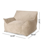 Allea Velveteen Bean Bag Chair with Armrests, Comfortable Velvet Seating, Taupe, 42x40x30 inches - Grand Goldman Shop