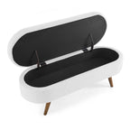 Ottoman Oval Storage Bench,Rubber Wood Legs,White(43.5'x16'x16') - Grand Goldman Shop