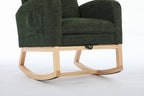 Modern Accent Rocking Chair Rocking Chair with Solid Wood Legs, Upholstered Nursery Glider Rocker, Comfy Armchair with Side Pocket, Living Room Lounge Arm Chair with High Backrest fabric - Grand Goldman Shop