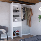Manchester 150 Closet System, Metal Rod, Five Open Shelves, One Drawer -White - Grand Goldman Shop