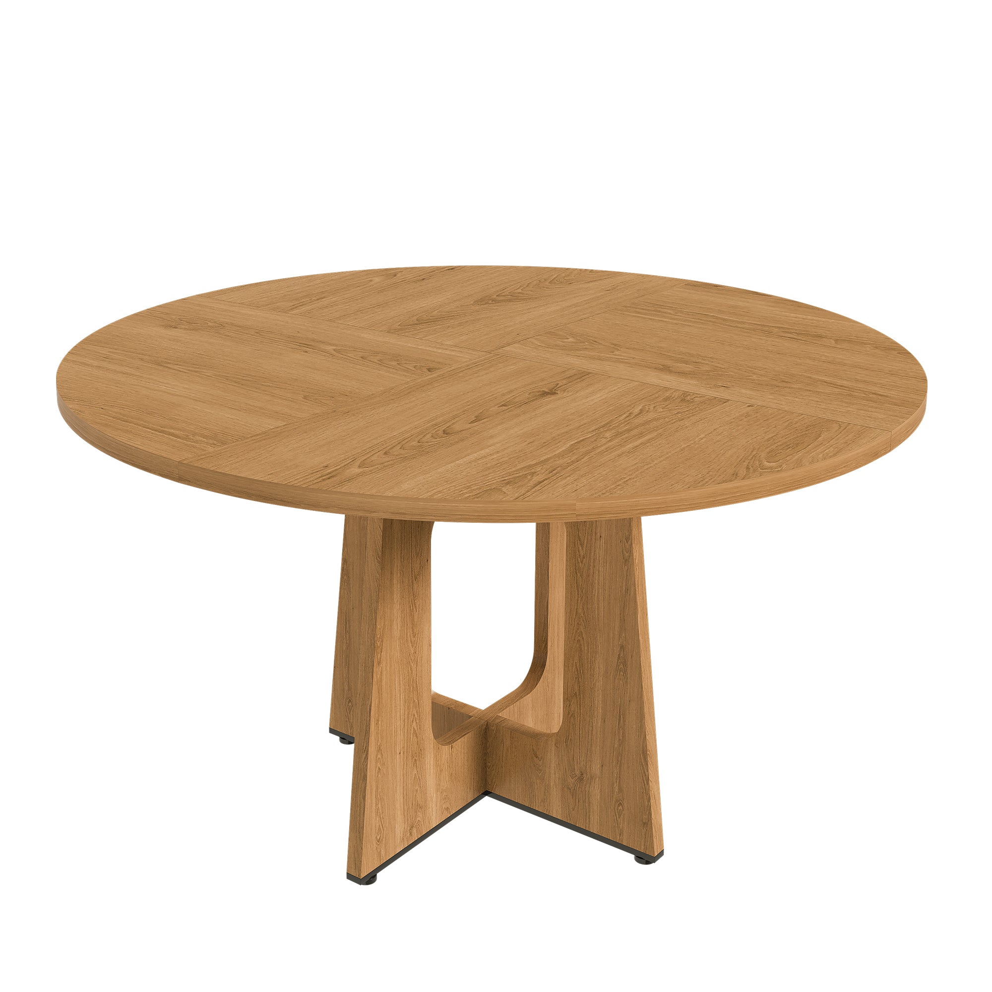 Round Dining Table for 4 - 47 Inch Farmhouse Kitchen Table, MDF Circle Table with Oak Finish, 300lb Weight Capacity, Easy Assembly for Dining Room, Kitchen, Living Room - Spiced Round Table - Grand Goldman Shop