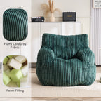 010-Soft Fluffy Corduroy Fabric Bean Bag Chair Filled With Memory Sponge,Green - Grand Goldman Shop